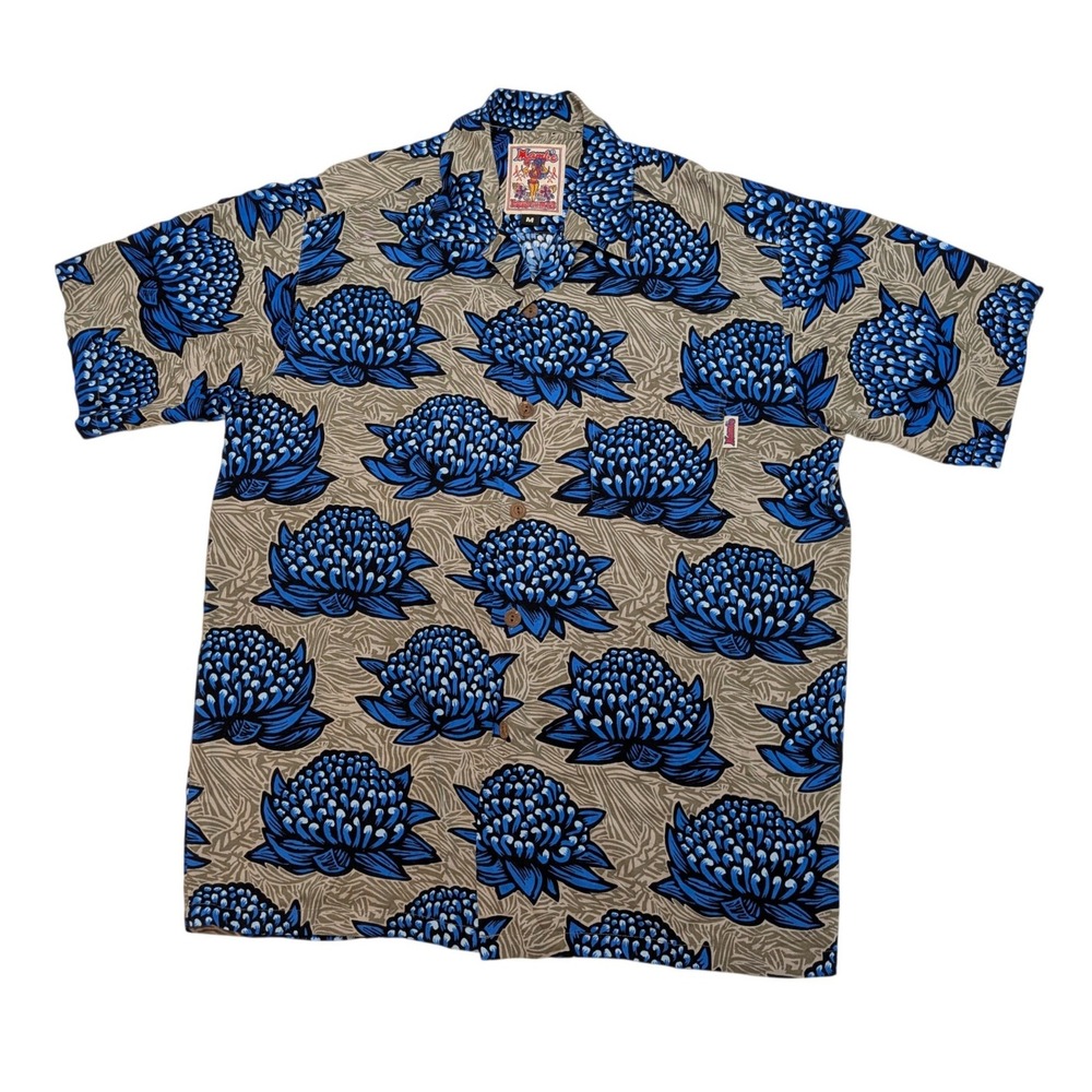Vintage Mambo Loud Shirt Men's M Waratah Floral Rayon Indonesia Surf Art